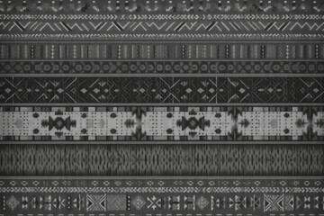 Black and white tribal pattern with intricate symmetrical designs