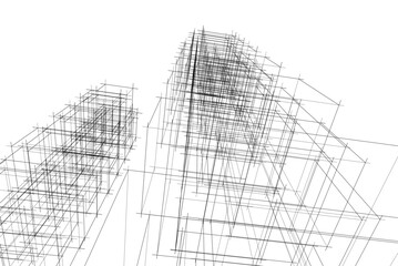City skyscrapers, architecture 3d vector illustration