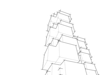 City skyscrapers, architecture 3d vector illustration © Yurii Andreichyn