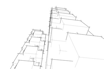 City skyscrapers, architecture 3d vector illustration