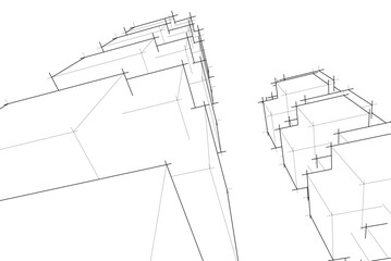 City skyscrapers, architecture 3d vector illustration