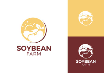 soybean farming logo. agriculture, food, health, drink symbol vector design
