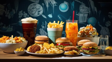 Fast Food Feast: Burgers, Fries, and Drinks