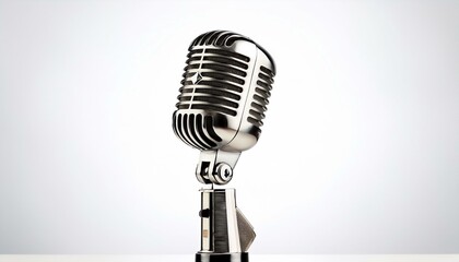 Fototapeta premium vintage metal microphone on white background