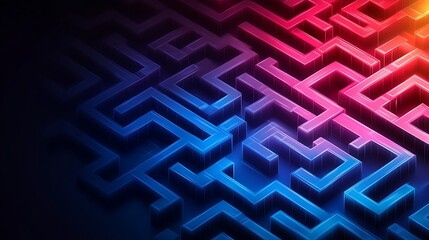 Abstract Neon Maze Colorful Pattern Design