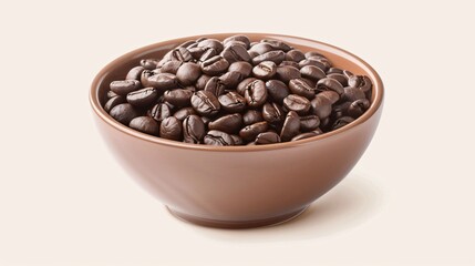 A bowl full of aromatic coffee beans on a rustic wooden surface.