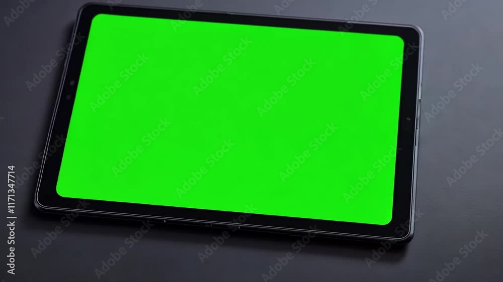 Poster This sleek tablet displays a solid green screen, ideal for multiple digital uses and creative tasks.