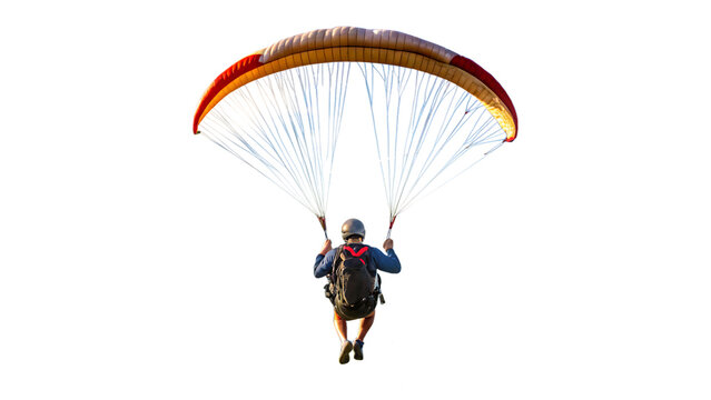 back side flying on a paraglider isolated on white background PNG.AI GENERATED