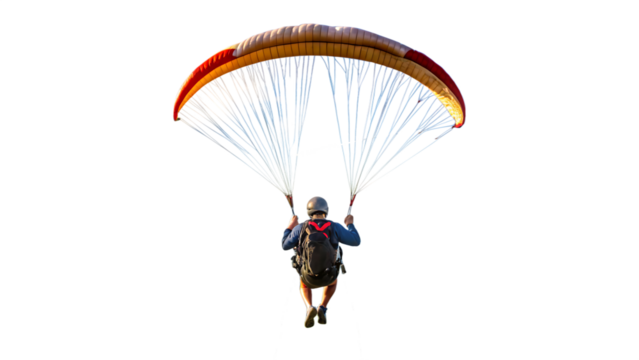 back side flying on a paraglider isolated on white background PNG.AI GENERATED