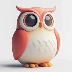 Obraz premium Adorable Cartoon Owl Cute 3d Rendered Image