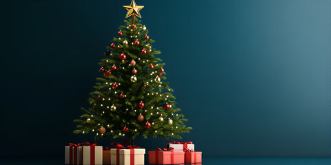 Fototapeta premium Elegant Christmas Tree with Festive Decorations