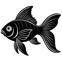   simple Gold fish black silhouette vector