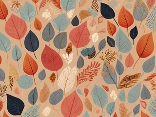 seamless pattern with leaves,Ai generated 