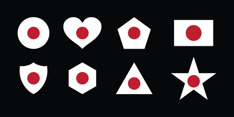 Japanese flag vector design set with various shapes