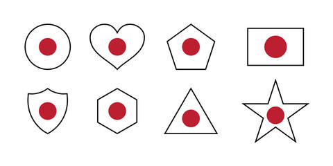 Japanese flag vector design set with various shapes