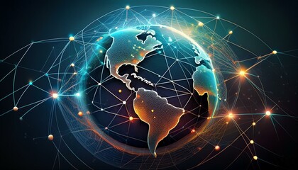 the global communication network sprawls like a web across the template