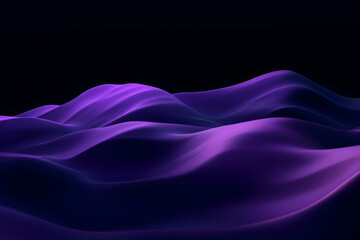 3D render of abstract glowing purple and blue waves, dark background