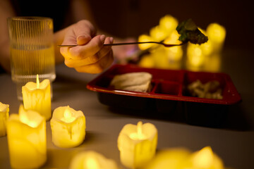 Enjoy a Romantic Candlelit Dining Experience with your Favorite Takeout Meal for Two