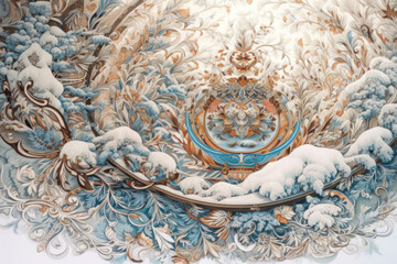 beautiful composition in ornamental style with elements of nature.  