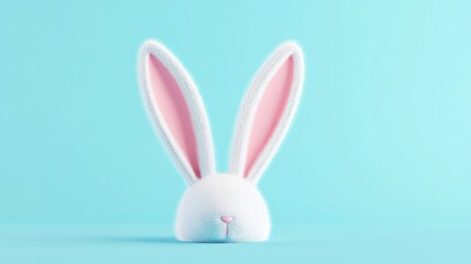 Obraz premium Easter Delight, a charming white rabbit ear set against a soothing pastel blue backdrop, capturing the essence of springtime celebrations and festive joy.