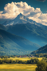 landscape with mountains and sky