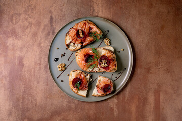 Sliced salted salmon fillet