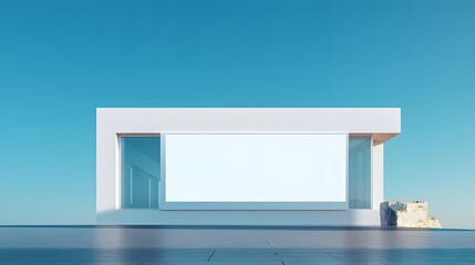 Modern Minimalist White Building With Blank Signage