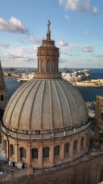 Aerial footage in Malta during winter holidays.