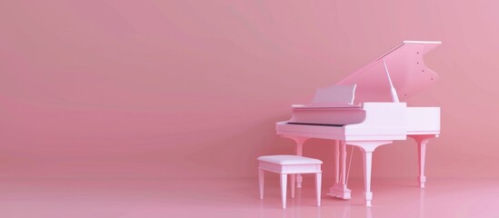 Pink grand piano in a pink room. (1)