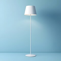 Elegant White Floor Lamp Against Soft Blue Background