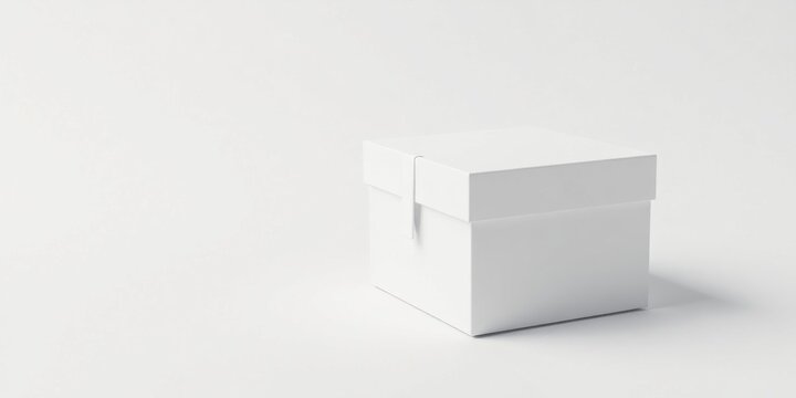 Blank white square box with a small tab on a white background