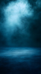 Abstract background featuring a dramatic stud of blue fog and light creating a mystical atmosphere on a textured surface