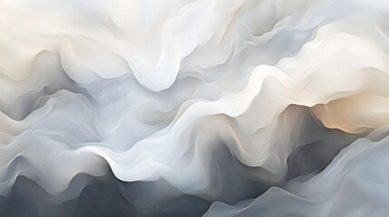 Obraz premium Whispers of silk chiffon draping gracefully over a couture gown, evoking a sense of ethereal beauty. Abstract textures flowing white cloth background