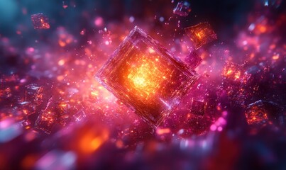 Obraz premium Glowing crystals, vibrant colors, abstract art.