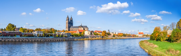 Blick auf den Dom in Magdeburg, Sachsen Anhalt, Deutschland 