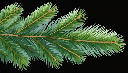 Fototapeta premium Realistic Green Fir Spruce Branch Illustration for Christmas Cards and New Year Parties Perfect for Holiday Celebrations and Seasonal Greetings