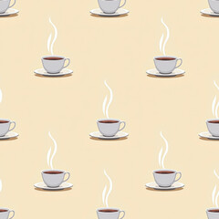 Obraz premium Seamless Coffee Cup Pattern Background - Minimalist design