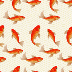 Naklejka premium Seamless Koi Fish Pattern, Asian Design - Asian-inspired designs