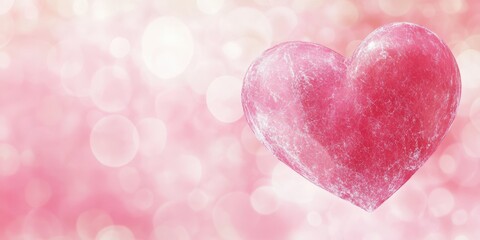 Fototapeta premium A charming pink heart dangles gracefully from a delicate string, embodying love and affection, perfect for celebrating Valentine's Day.