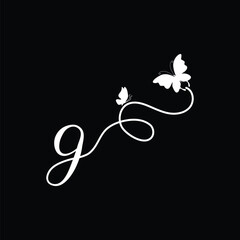 G Handwritten initial letter, G simple signature vector logo with butterfly shape variation, beauty, photography letter logo design. G