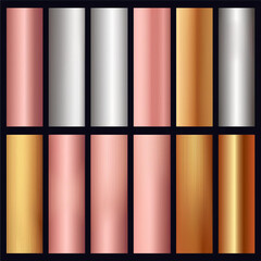 Gold rose, silver, bronze, copper and golden foil texture gradation background