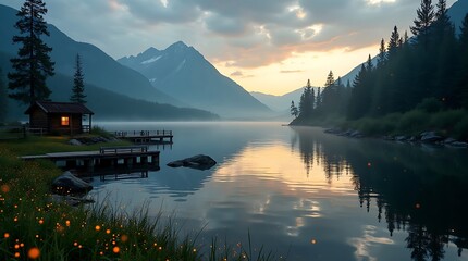 Naklejka premium lake in the morning .