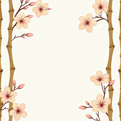 Bamboo & Cherry Blossom Frame, Floral Design - Minimalism
