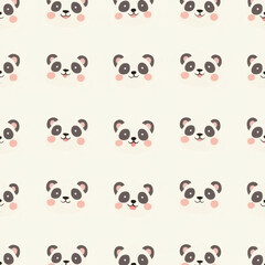 Fototapeta premium Cute Panda Faces Seamless Pattern - Kawaii