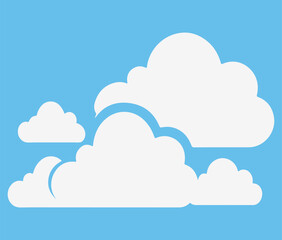 Cloud. Abstract white cloudy set isolated on blue background. Vector illustration