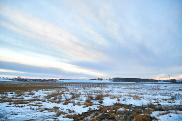 Obraz premium Winter ice scenery of Kulun Lake in Guyuan County, Hebei Province, China
