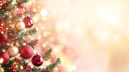 Fototapeta premium Festive Christmas Tree Ornaments Decorated With Lights