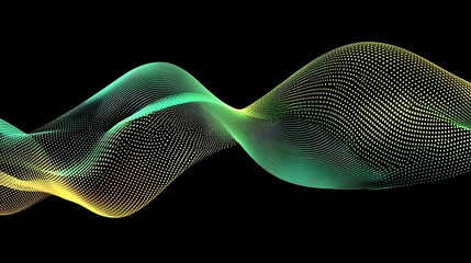 Abstract Green Yellow Wave Particle Design