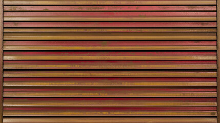 Obraz premium Red and brown weathered metal shutter creating horizontal pattern