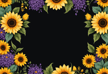 frame vibrant floral patterns, including sunflowers, daisies, and other colorful blooms